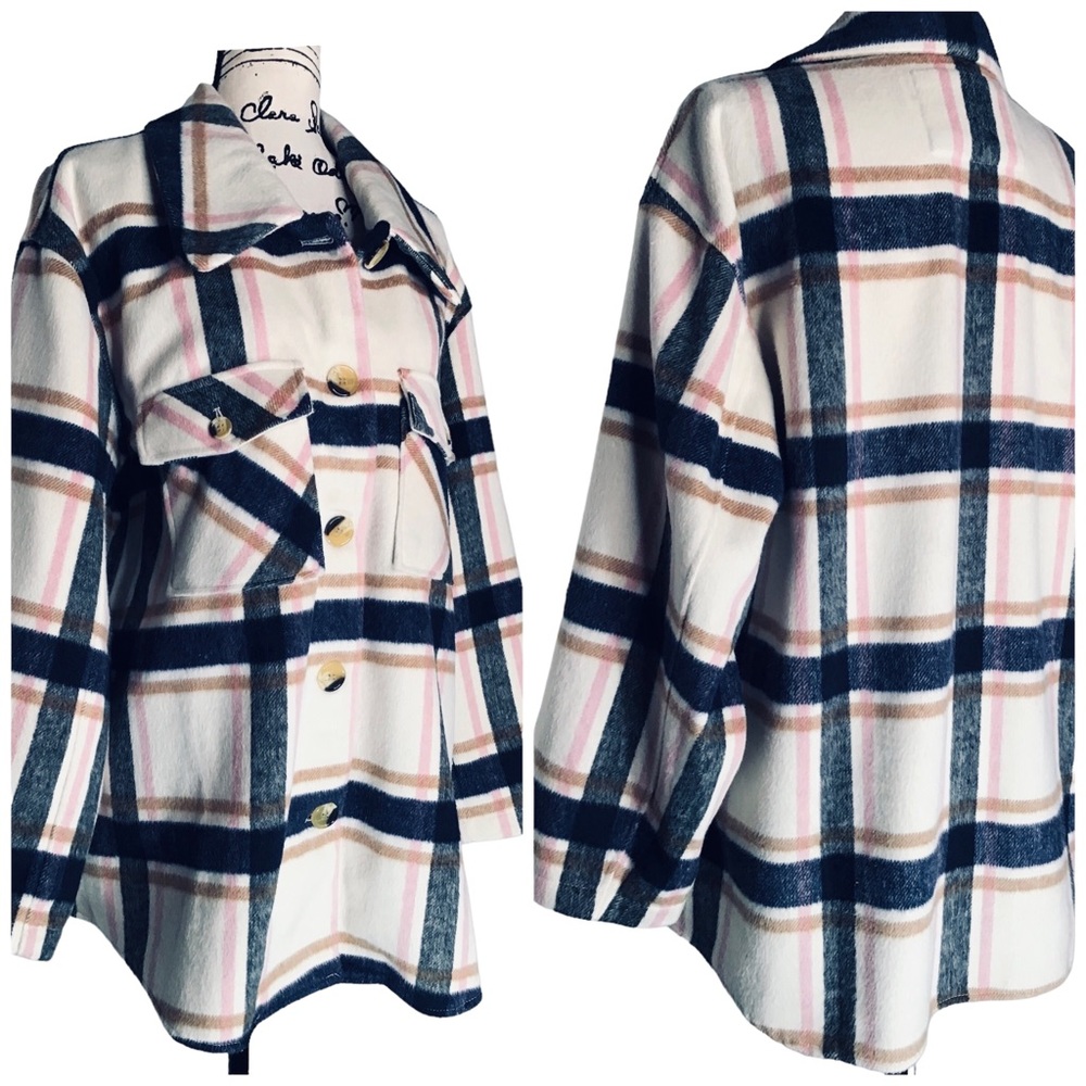 VIGOSS - Plaid Flannel Plus Size Shacket (Shirt + Jacket) Size 1 X NWOT